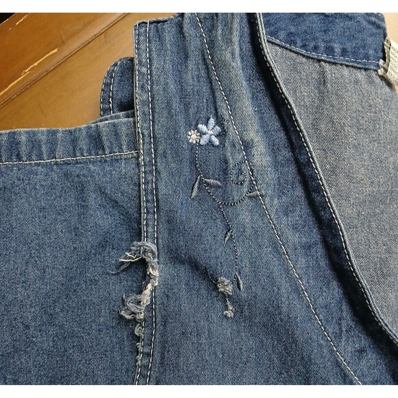 J.L.N.Y Women's 1X Denim Jumper Overall Dress Front Buttons Pockets Embroidered - Picture 7 of 10